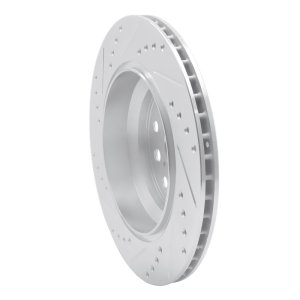 Lexus LS460 Brake Rotor (1) - Rear Right - R1 Concepts - Drilled & Slotted - Silver - `07-`17